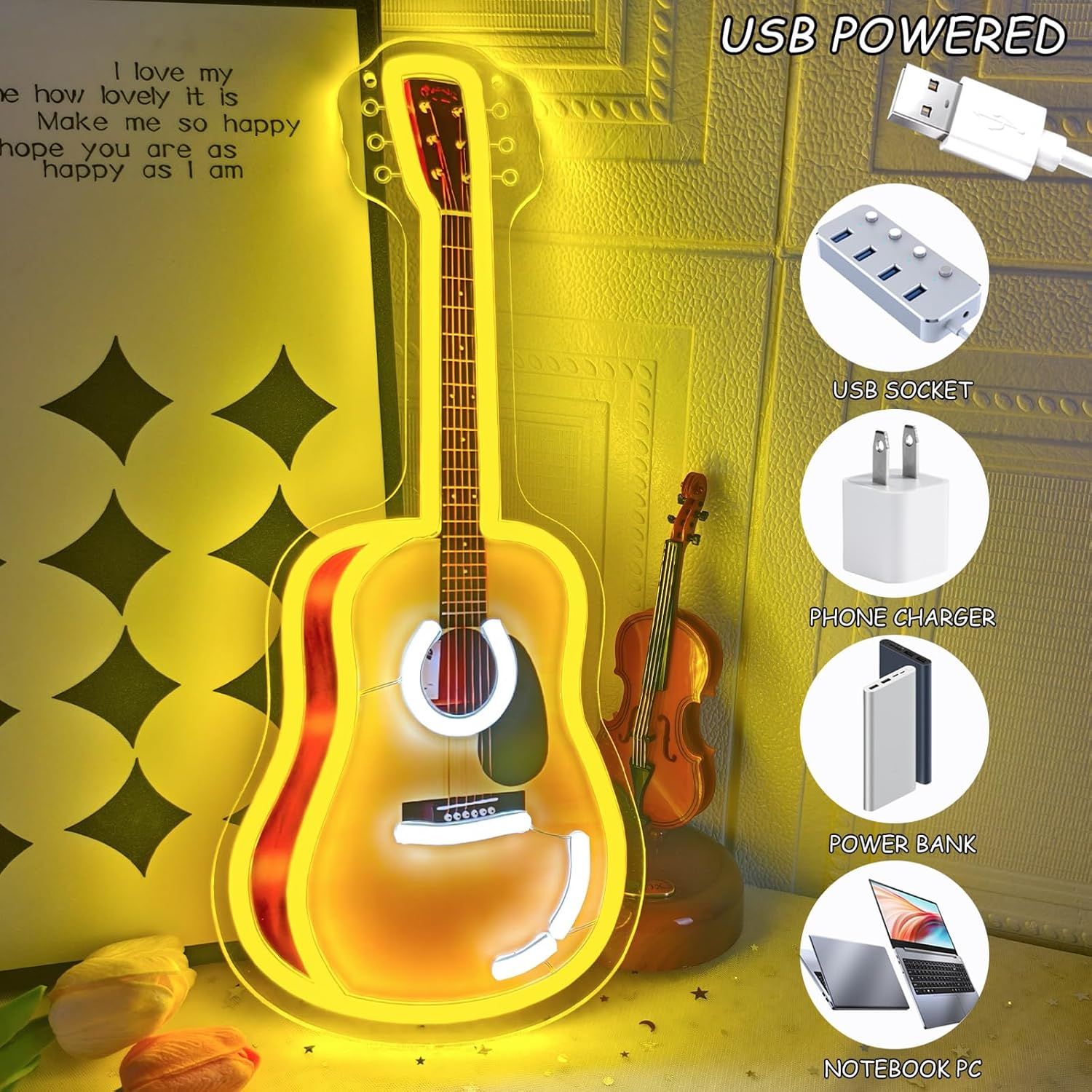 Acoustic Guitar LED Neon Sign  - огляд і ціна Lighting Christmas Decor